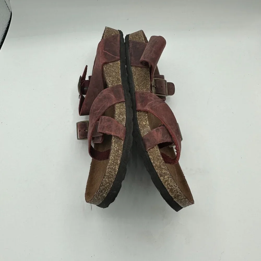 White Mountain Footbed Burgundy Leather Gracie Sandals Women's 9 - Picture 3 of 7